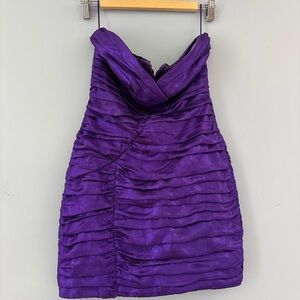 Zara Purple Ruched Strapless Cocktail Dress